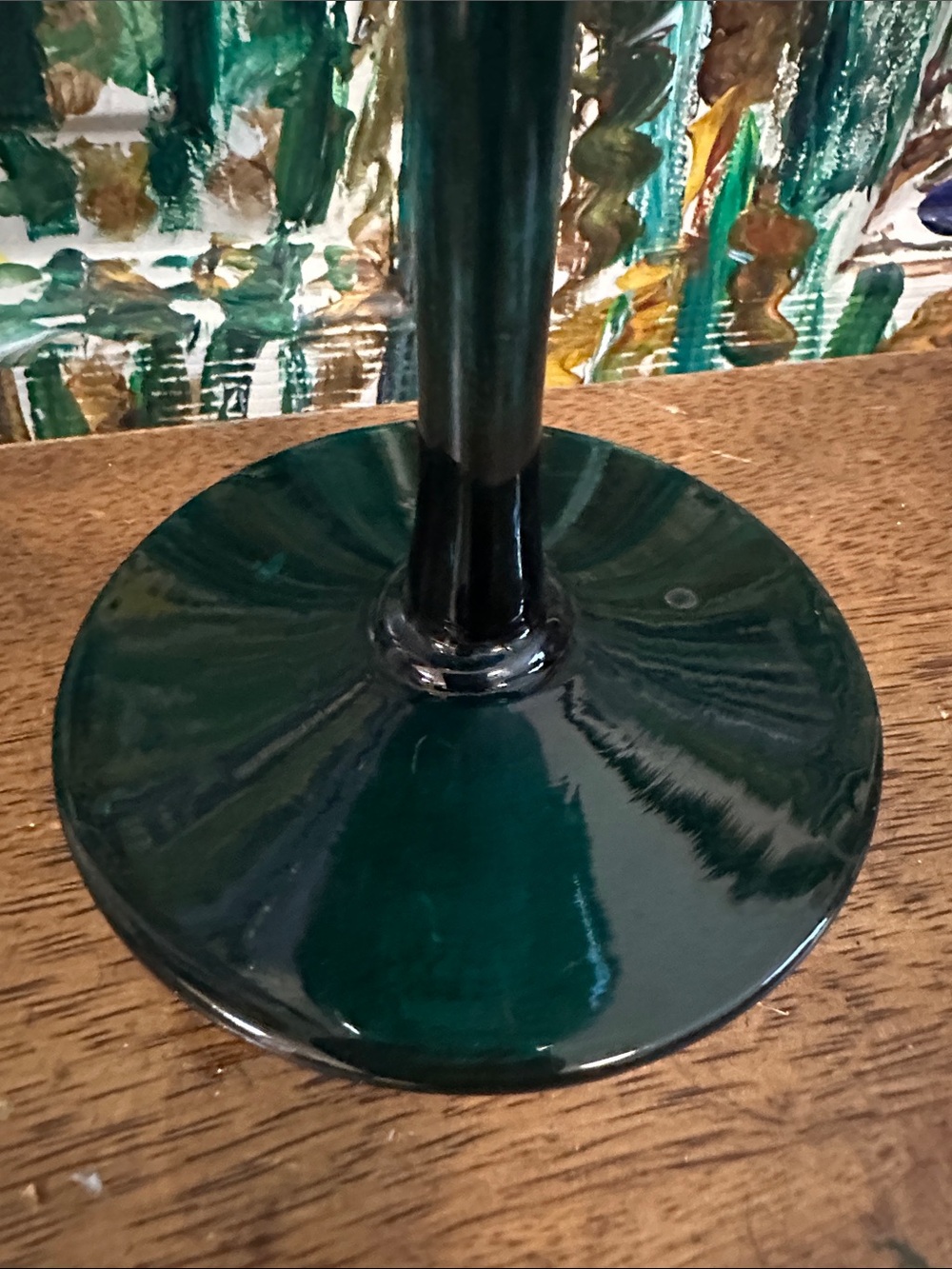 Peacock Teal Vintage Empoli Italian Brandy Snifter/Vase - Picture 3 of 9